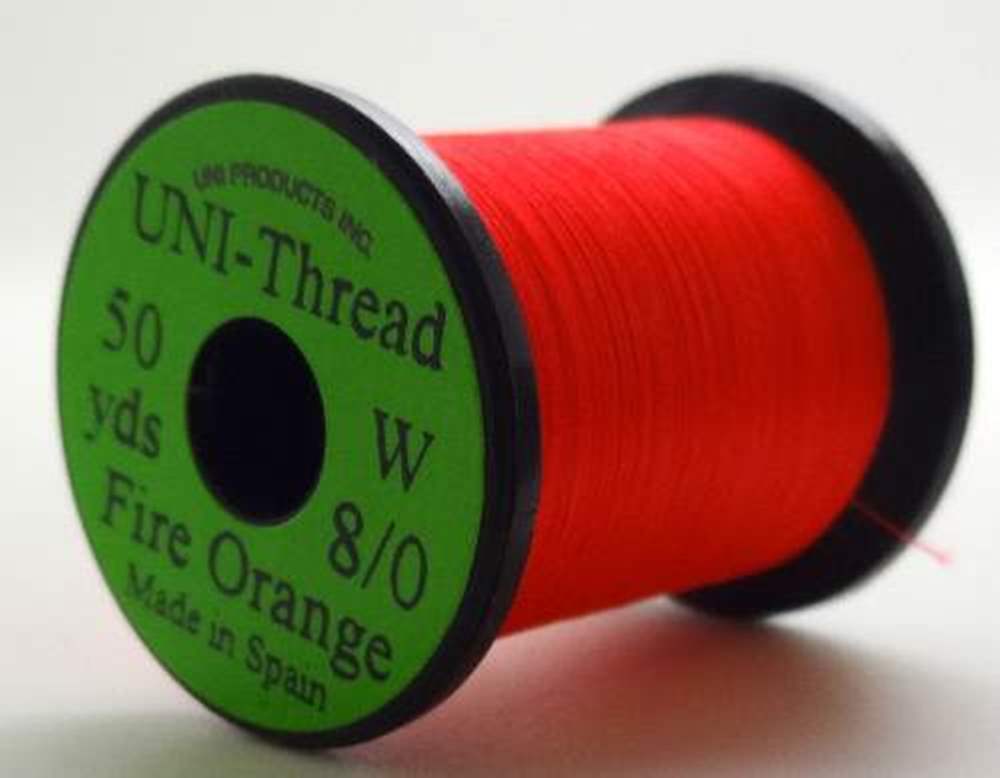 Uni Pre Waxed Thread 6/0 50 Yards Fire Orange Fly Tying Threads (Product Length 50 Yds / 45.7m)