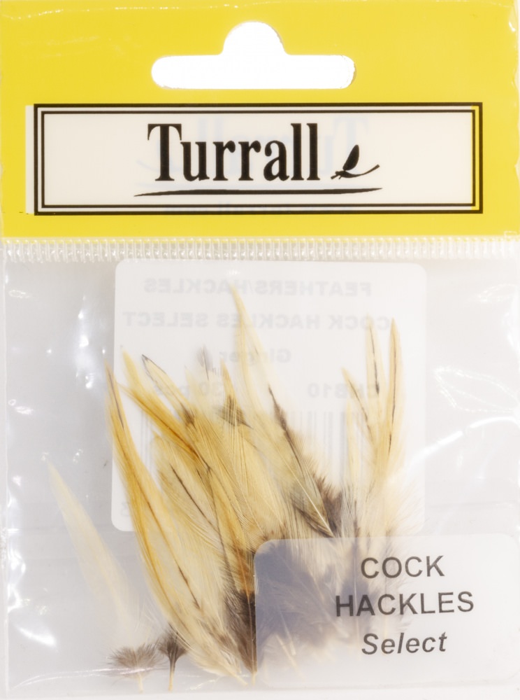 Turrall Indian Cock Feather Hackles Select 30 Feathers Ginger Fly Tying Materials
