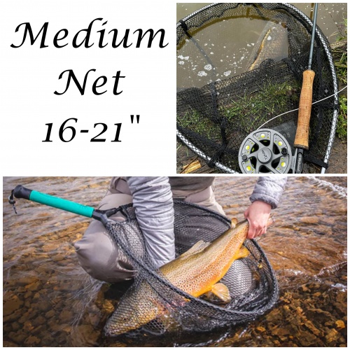 Landing Fish Net- Fly Fishing Equipment, Clear Rubber Mesh and Wooden Handle  Angler Tool for Catch and Release by Wakeman Outdoors 