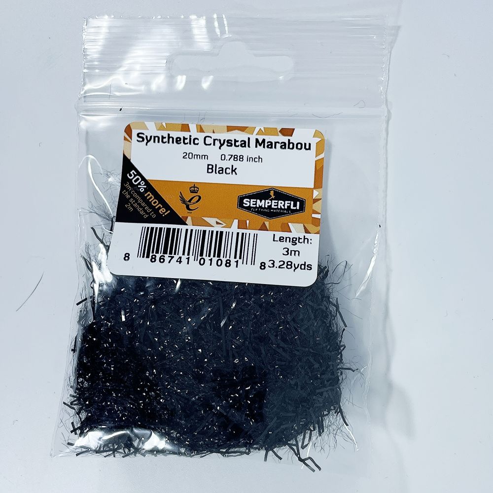 Semperfli Synthetic Crystal Marabou 20mm Black