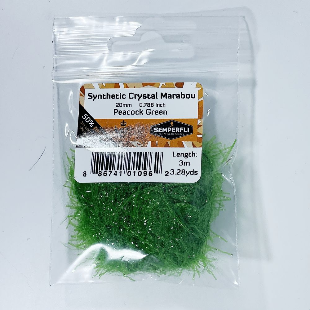 Semperfli Synthetic Crystal Marabou 20mm Peacock Green