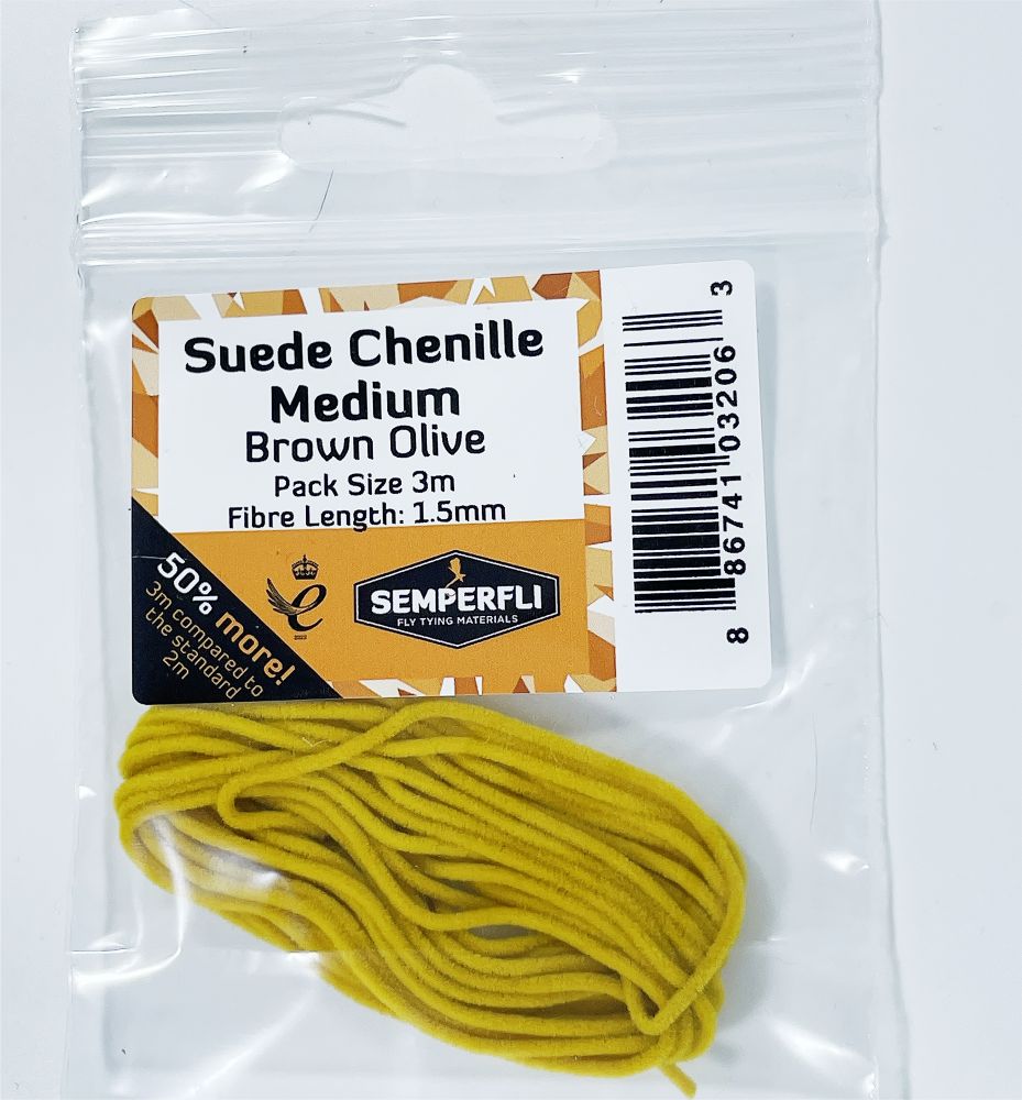 Semperfli Suede Chenille 1.5mm Medium Brown Olive