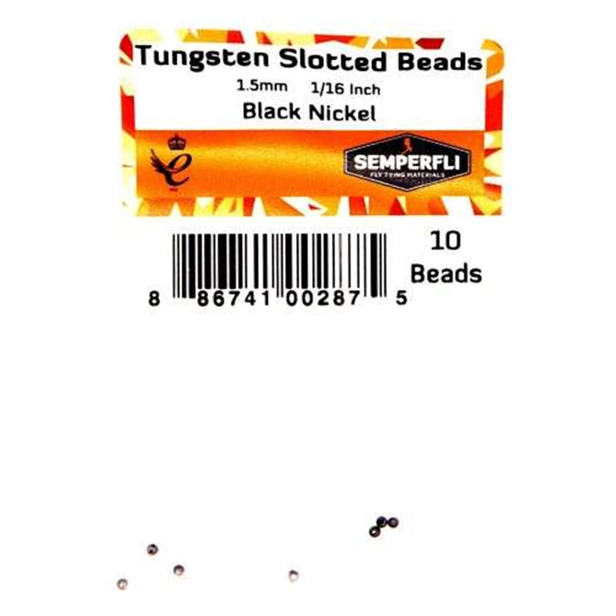 Tungsten Slotted Beads 1.5mm (1/16 inch) Black