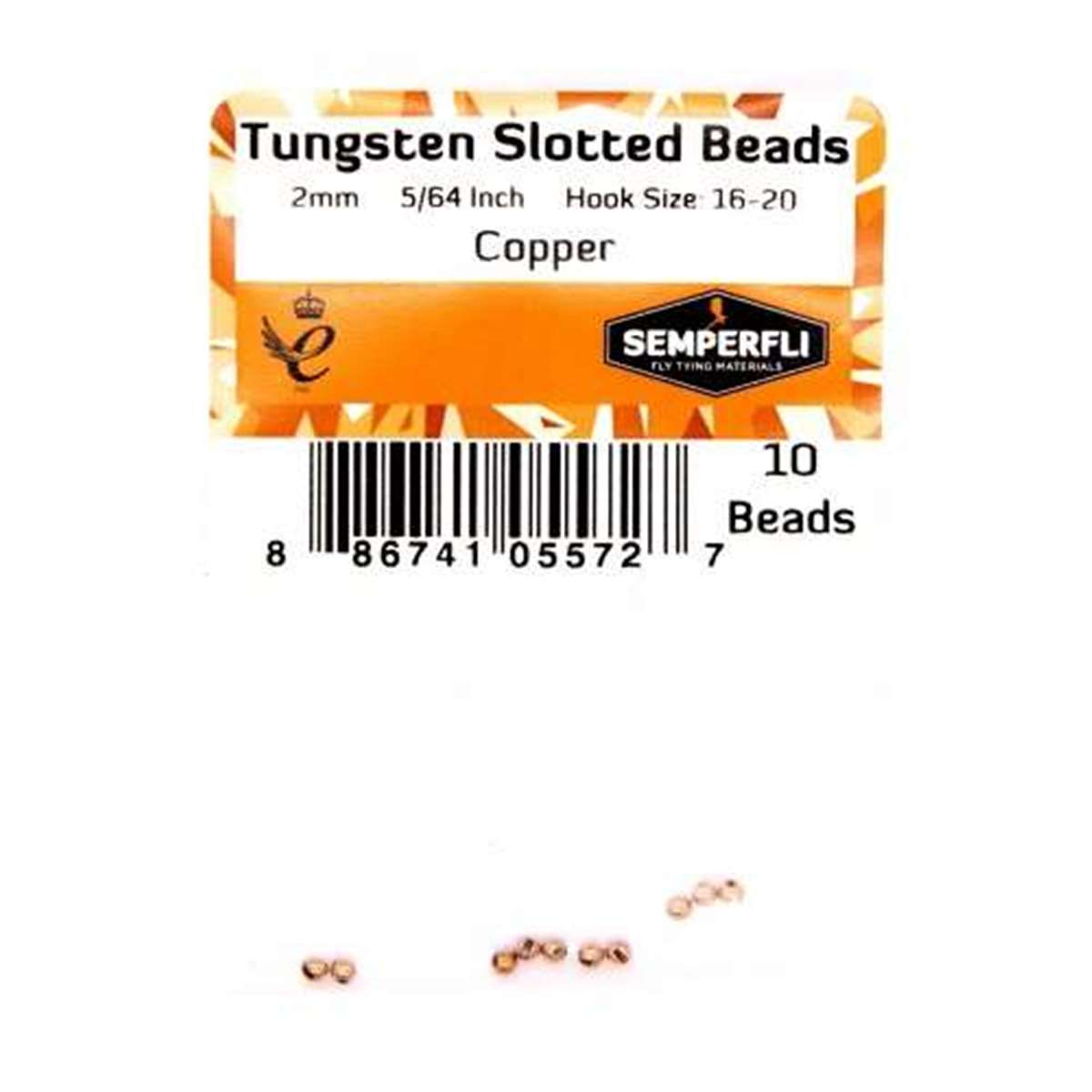 Tungsten Slotted Beads 2mm (5/64 inch) Copper