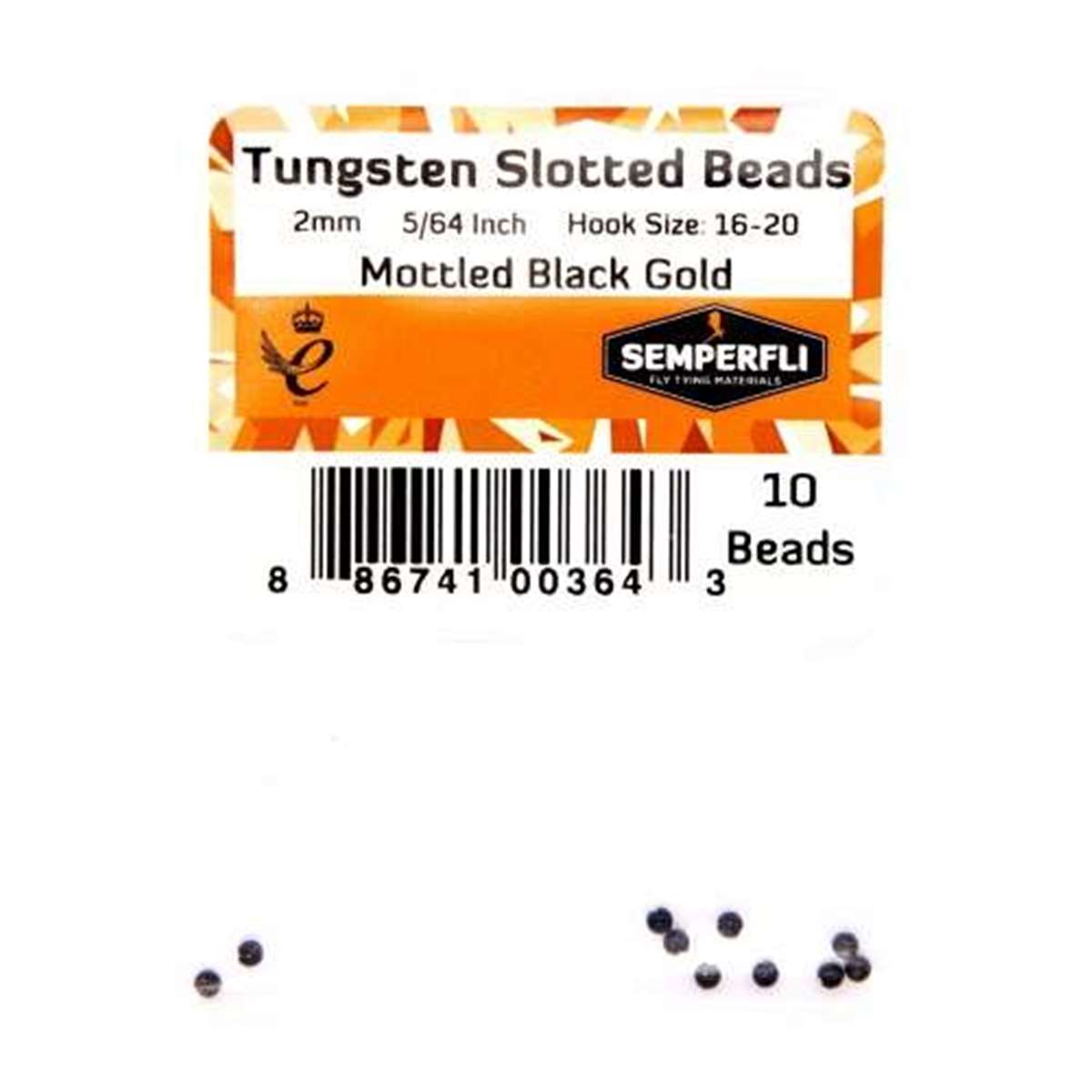 Tungsten Slotted Beads 2mm (5/64 inch) Mottled Black & Golden Olive