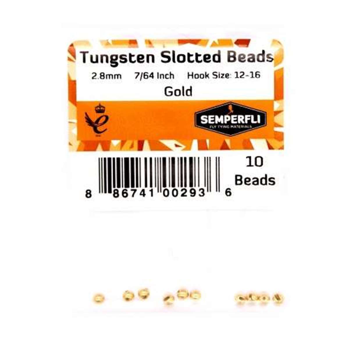 Tungsten Slotted Beads 2.8mm (7/64 inch) Gold