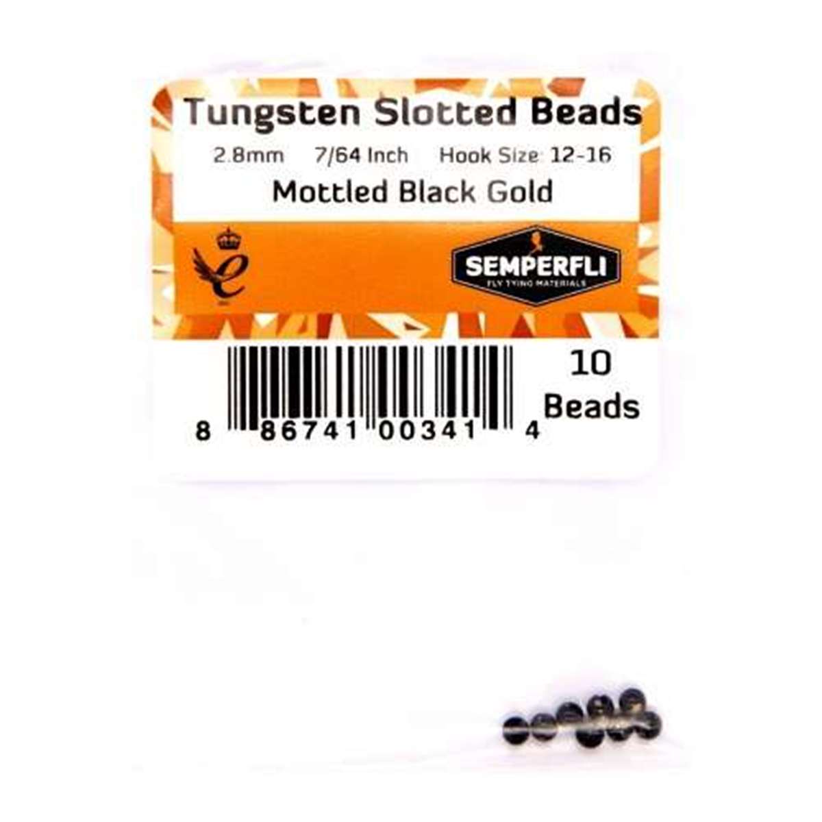 Tungsten Slotted Beads 2.8mm (7/64 inch) Mottled Black & Golden Olive