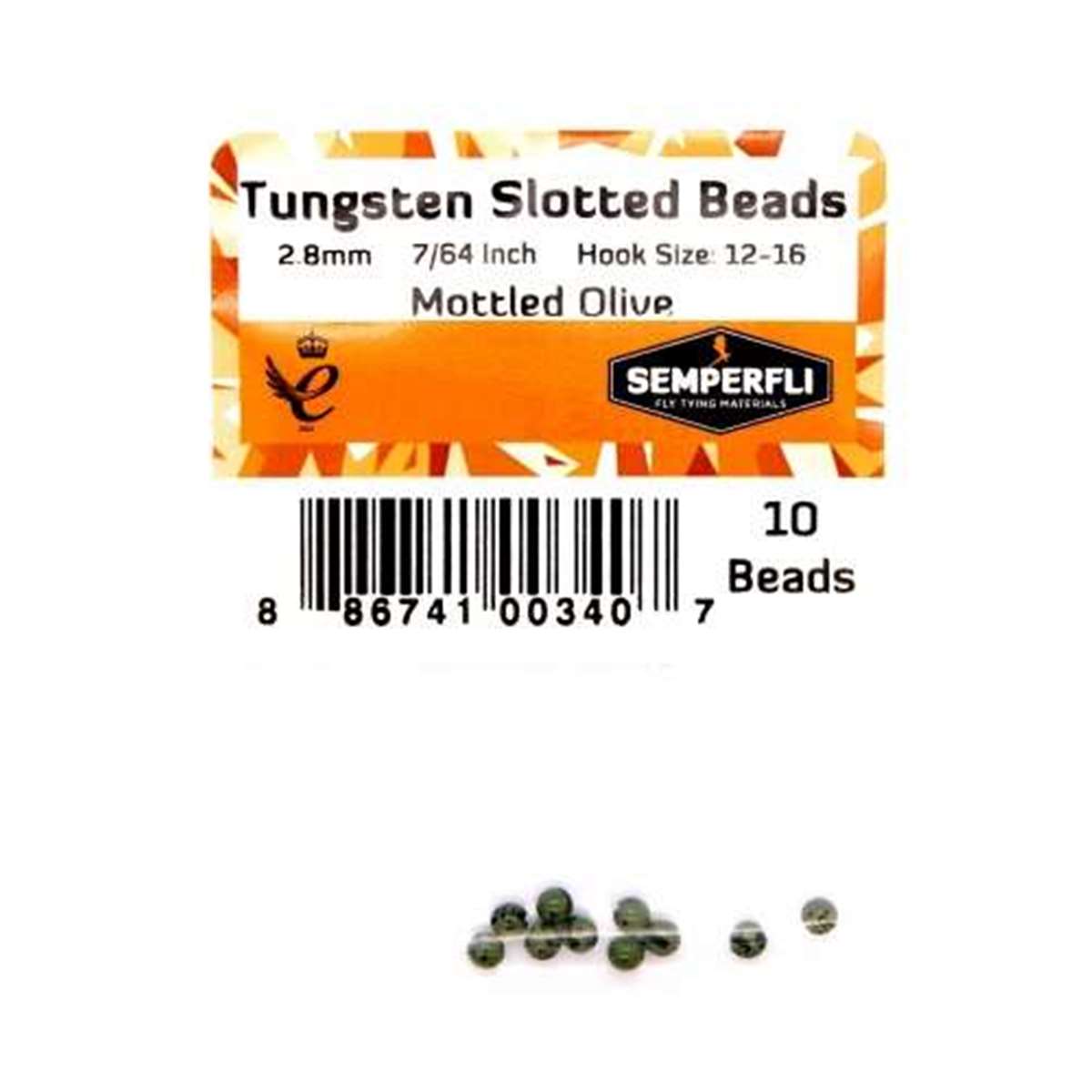 Tungsten Slotted Beads 2.8mm (7/64 inch) Mottled Olive