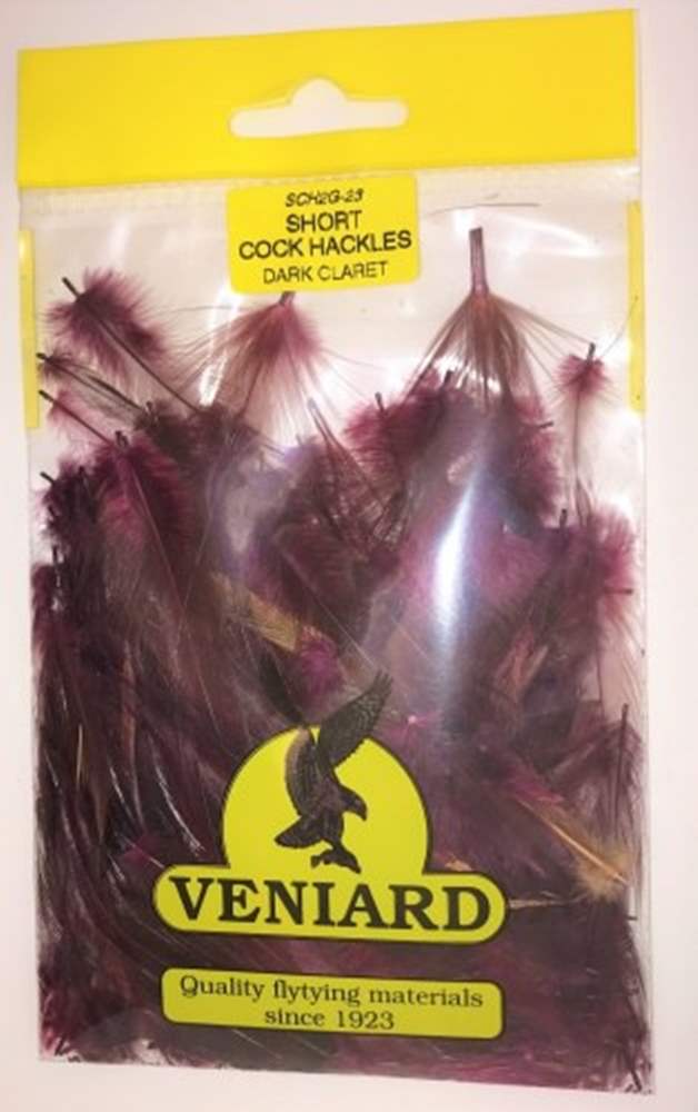 Veniard Loose Short Cock Feather Hackles 2 Gram Dark Claret Fly Tying Materials