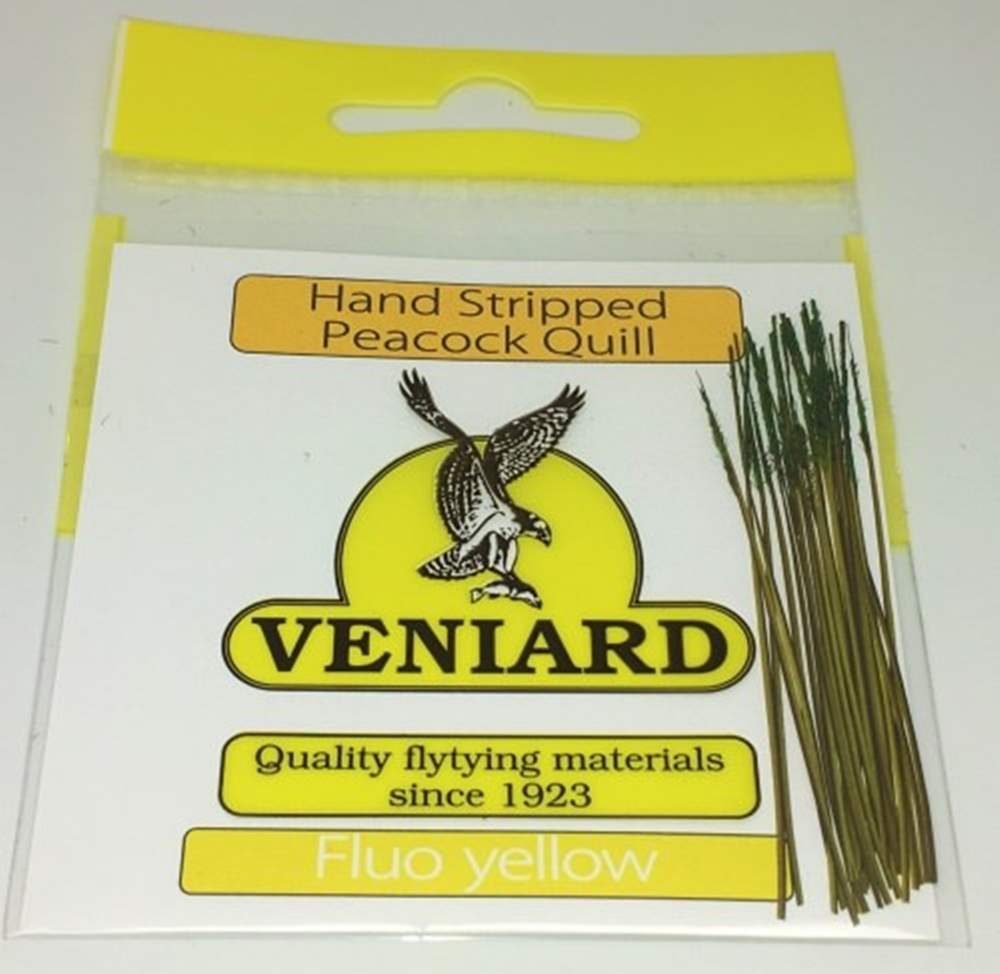 Veniard Hand Stripped Peacock Quills Fluorescent Yellow Fly Tying Materials