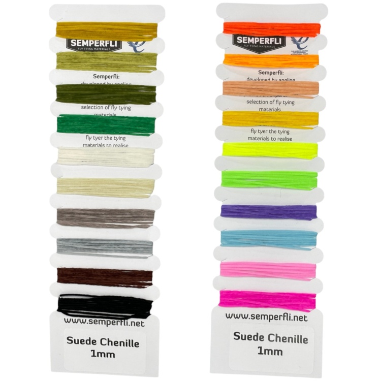 Semperfli Suede Chenille 1mm Multicard Naturals & Brights Mixed 20 Colours