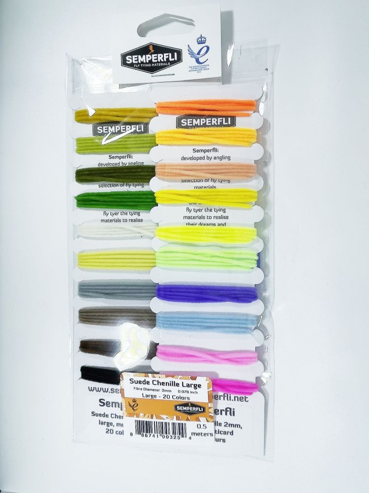 Semperfli Suede Chenille 2mm Multicards Naturals & Brights Mixed 20 Colours