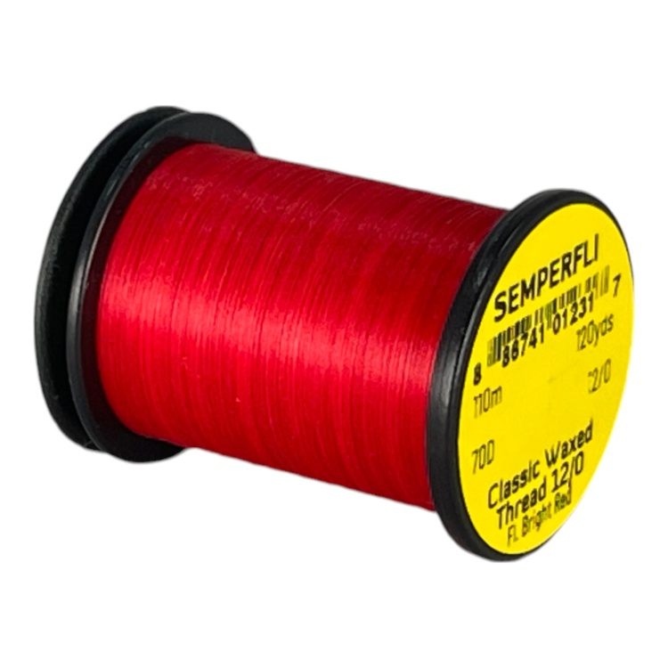 Semperfli Classic Waxed Thread 12/0 110m (120 Yards) Fluoro Bright Red