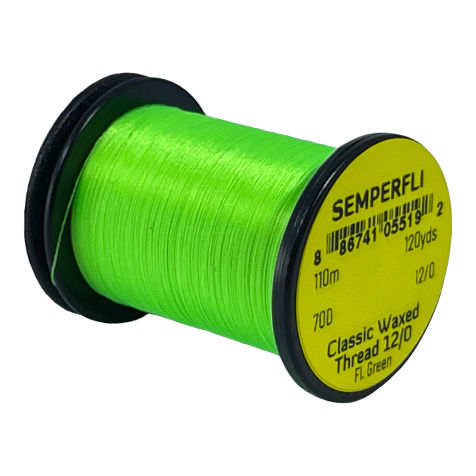 Semperfli Classic Waxed Thread 12/0 110m (120 Yards) Fluoro Green