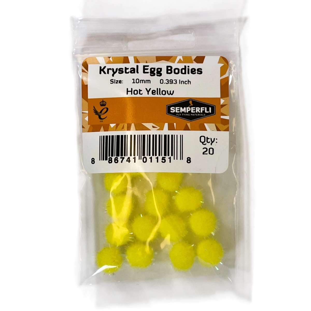 Krystal Egg Bodies 10mm (20 Pack) Yellow