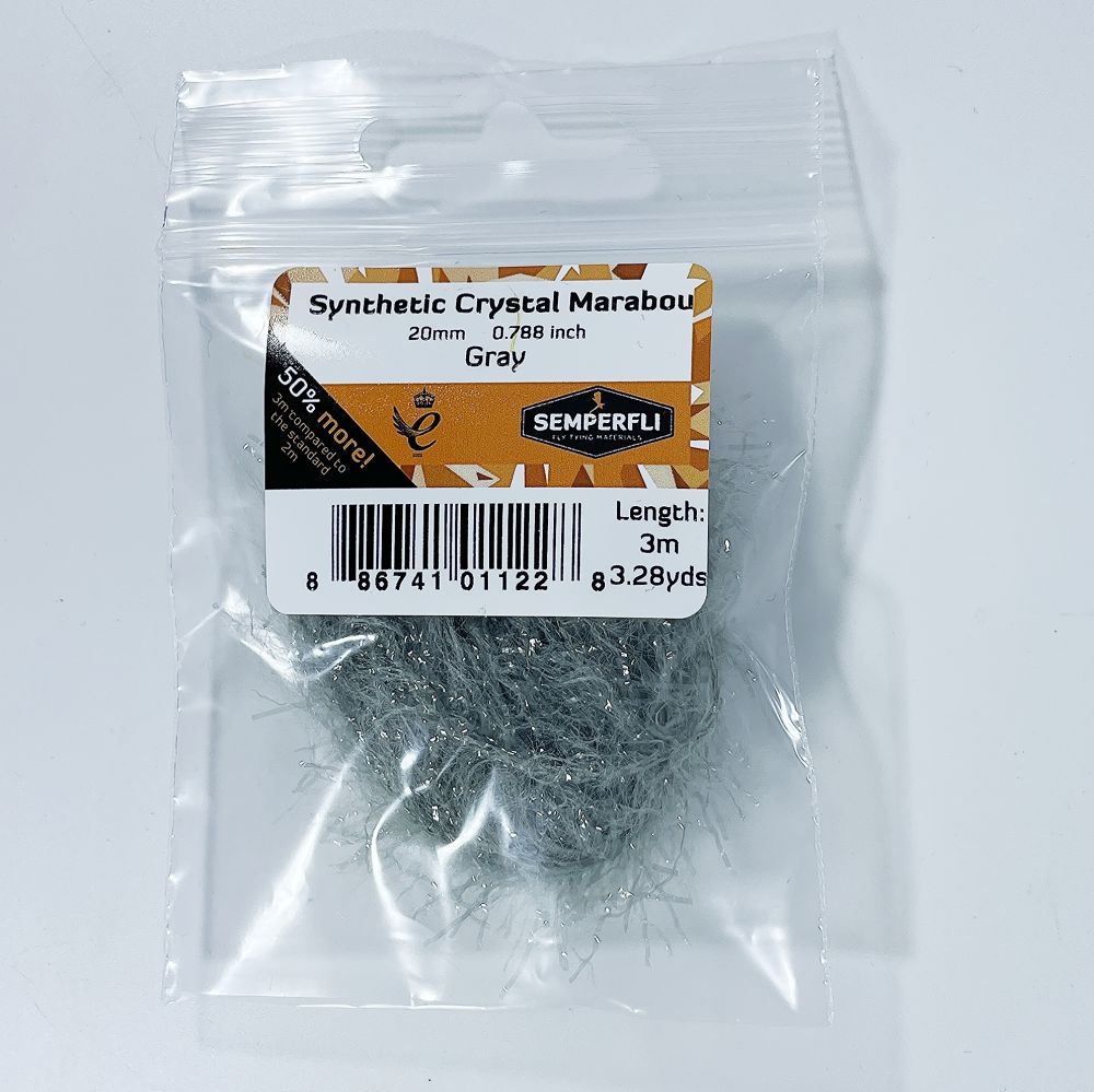 Semperfli Synthetic Crystal Marabou 20mm Gray