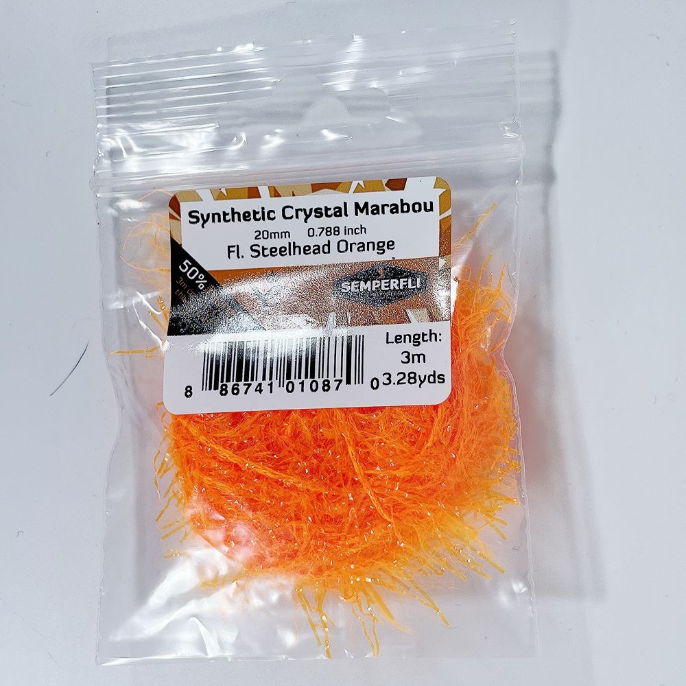 Semperfli Synthetic Crystal Marabou 20mm Fl Steelhead Orange