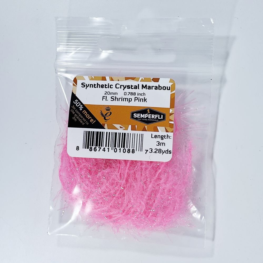 Semperfli Synthetic Crystal Marabou 20mm Fl Shrimp Pink