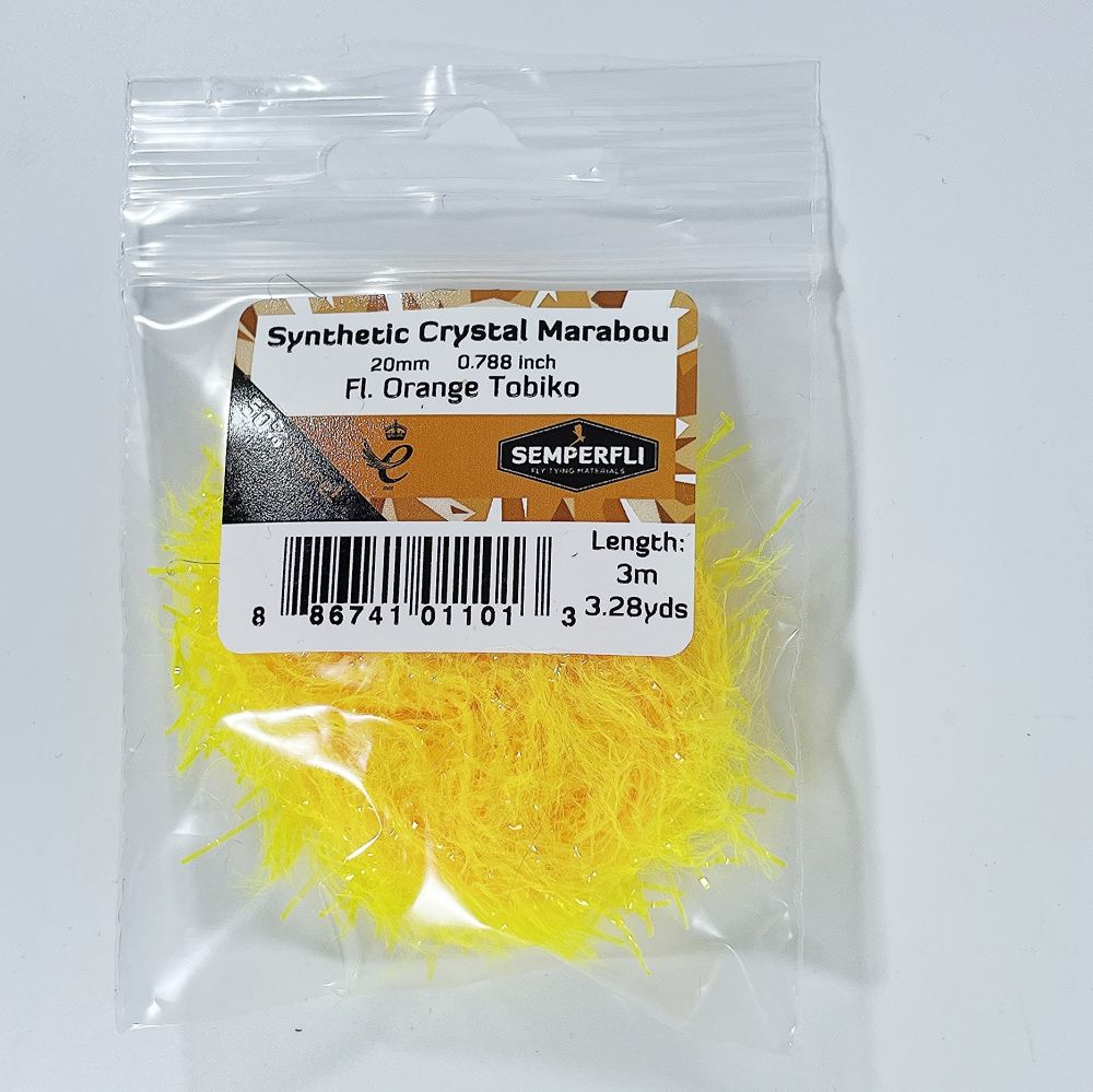 Semperfli Synthetic Crystal Marabou 20mm Fl Orange Tobiko