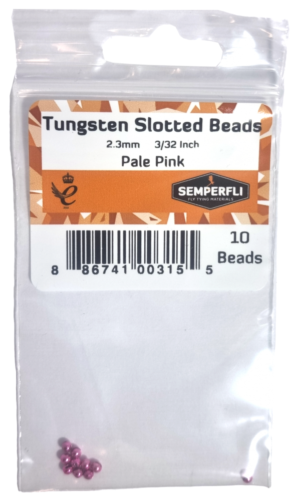 Tungsten Slotted Beads 2.3mm (3/32 inch) Pale Pink