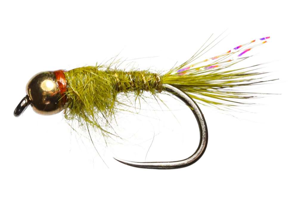 Caledonia Flies Gold Bead Flashback Hares Ear Olive Barbless #16 ...