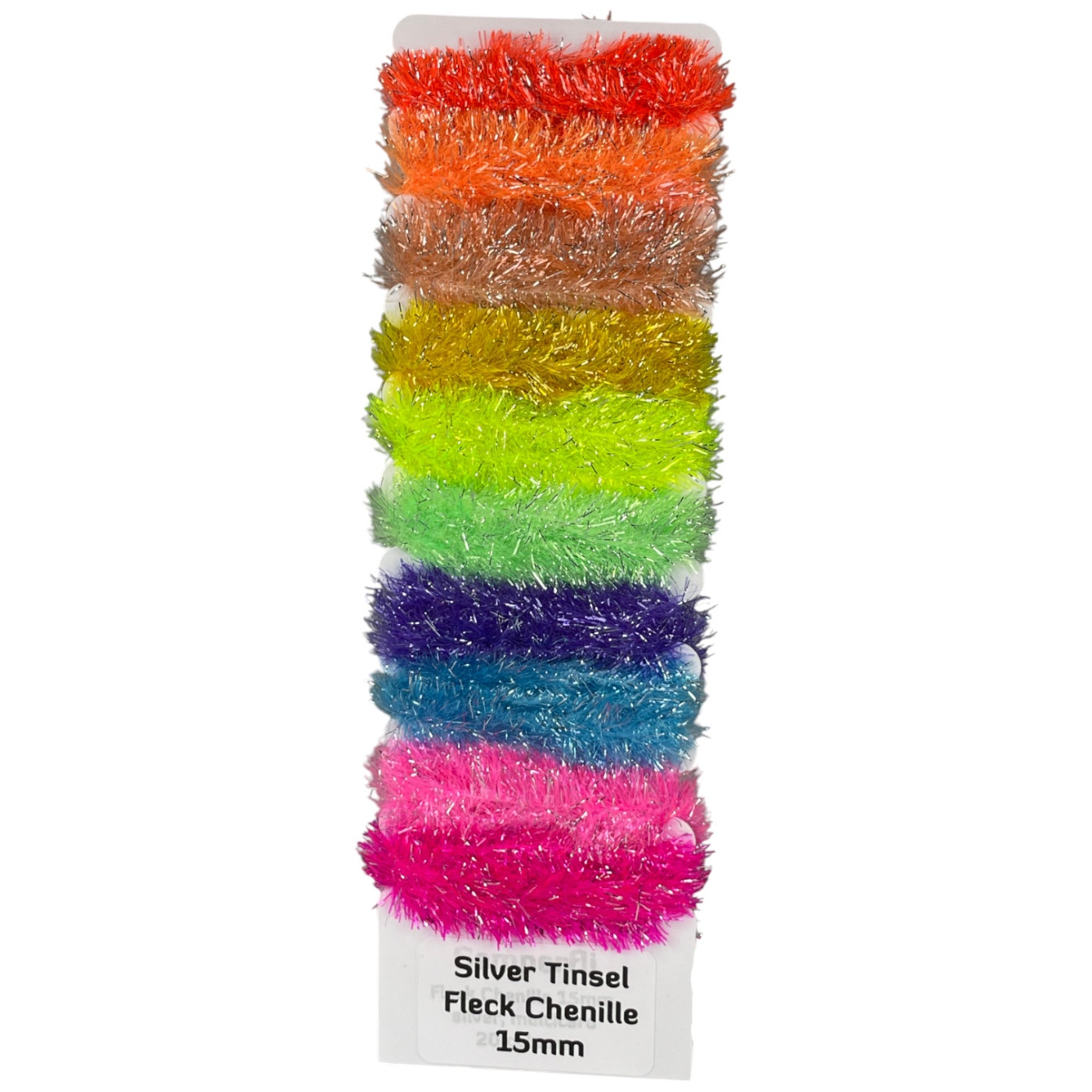 Semperfli Silver Tinsel Fleck Chenille 15mm Multicards Bright Colours